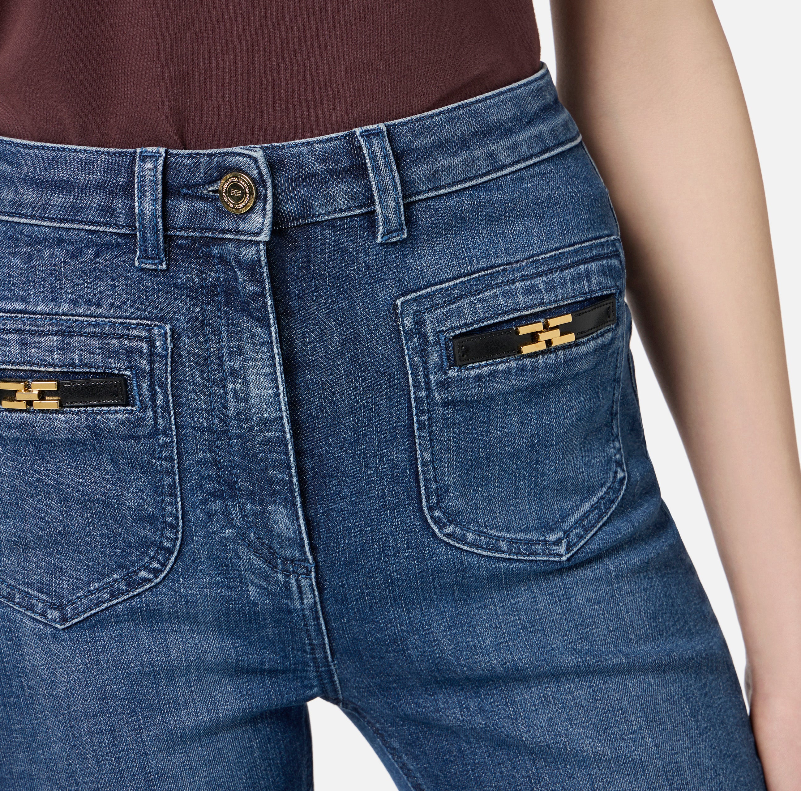 Jeans con logo gioiello PJ12N56E2 104 ELISABETTA FRANCHI Blue denim 