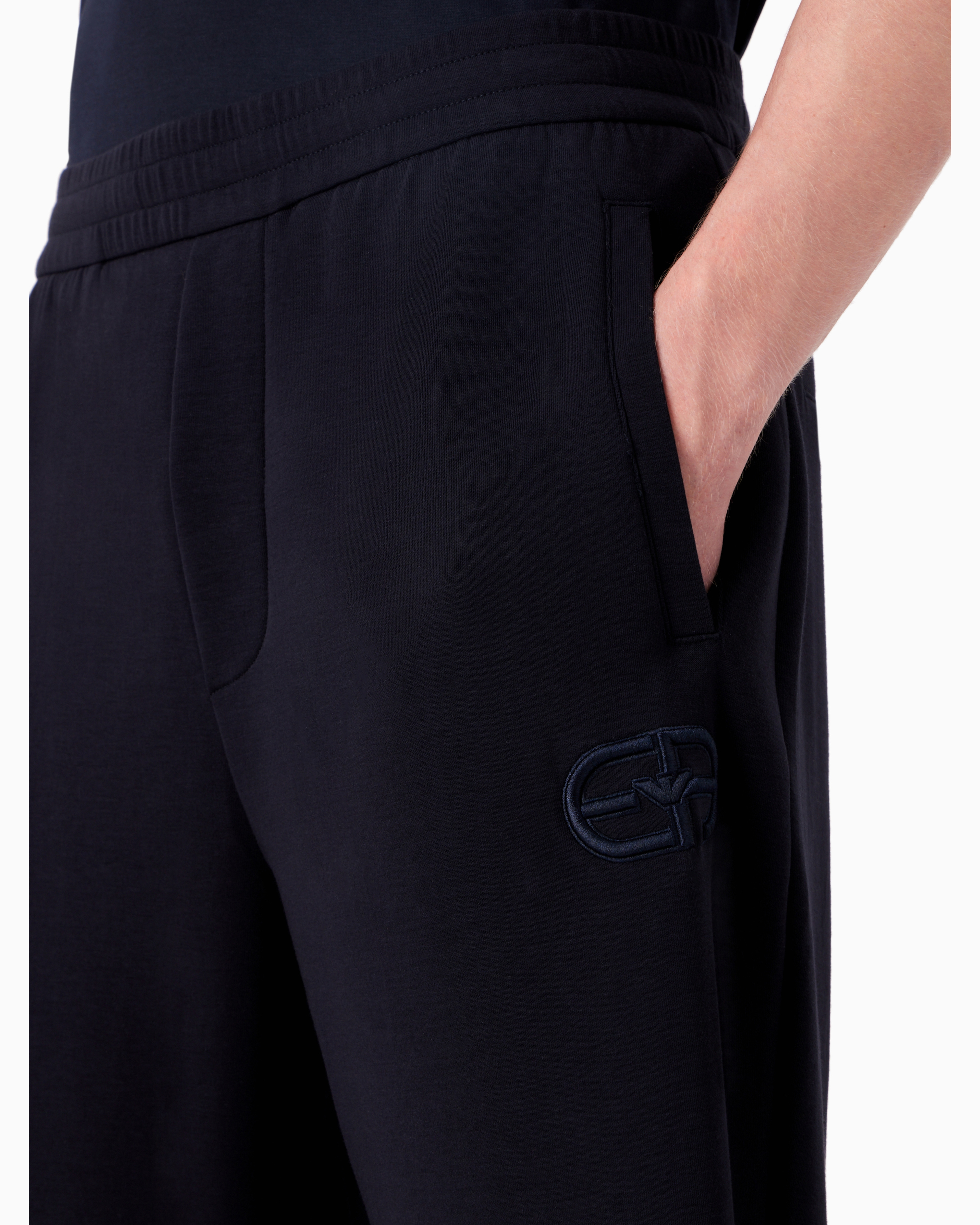 Jogger in jersey con logo ricamato 8N1PT0 1JHSZ 0920 EMPORIO ARMANI Blue 