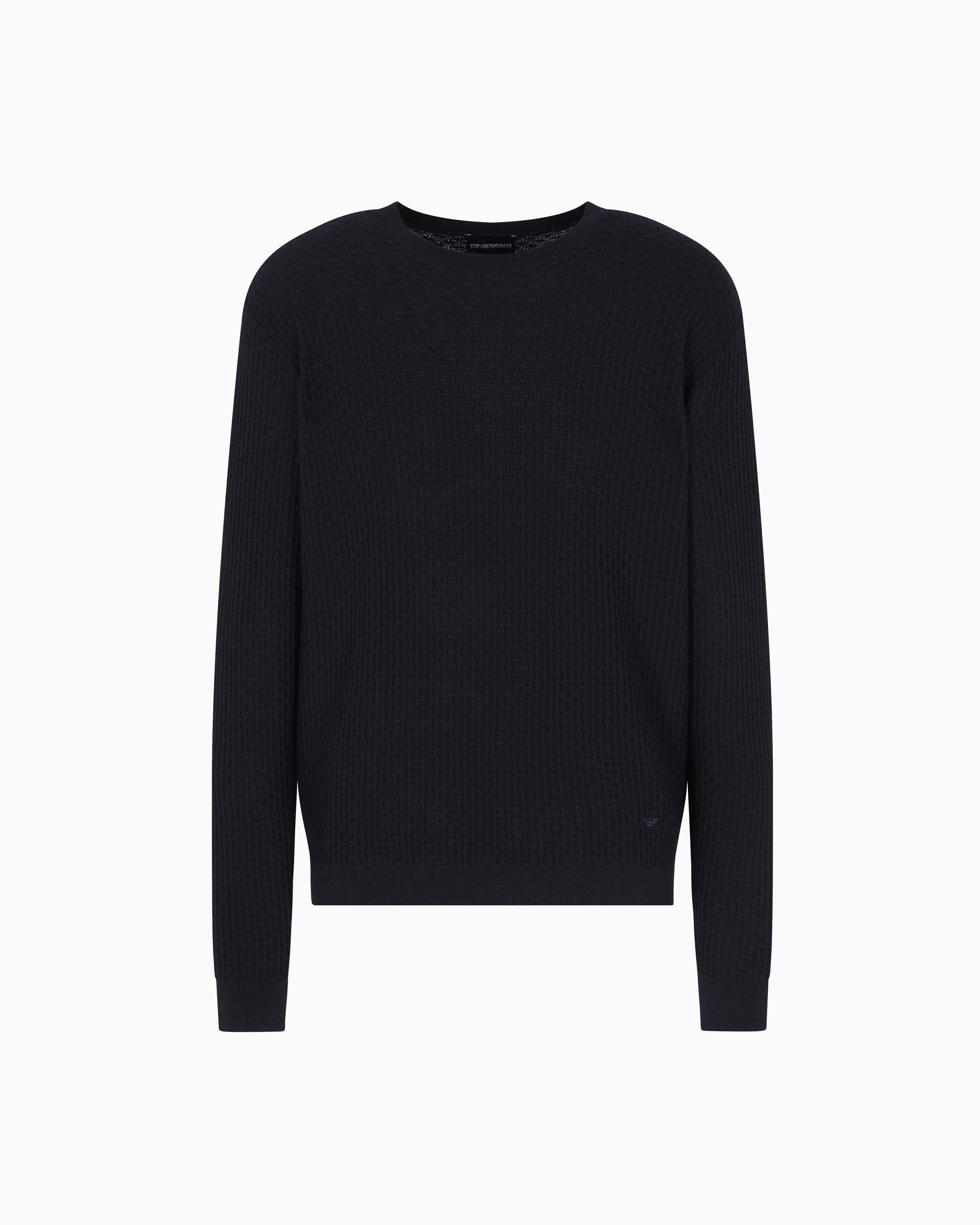 Maglia girocollo in lana con lavorazione jacquard EM002196 AF13851 FB057 EMPORIO ARMANI Blue 