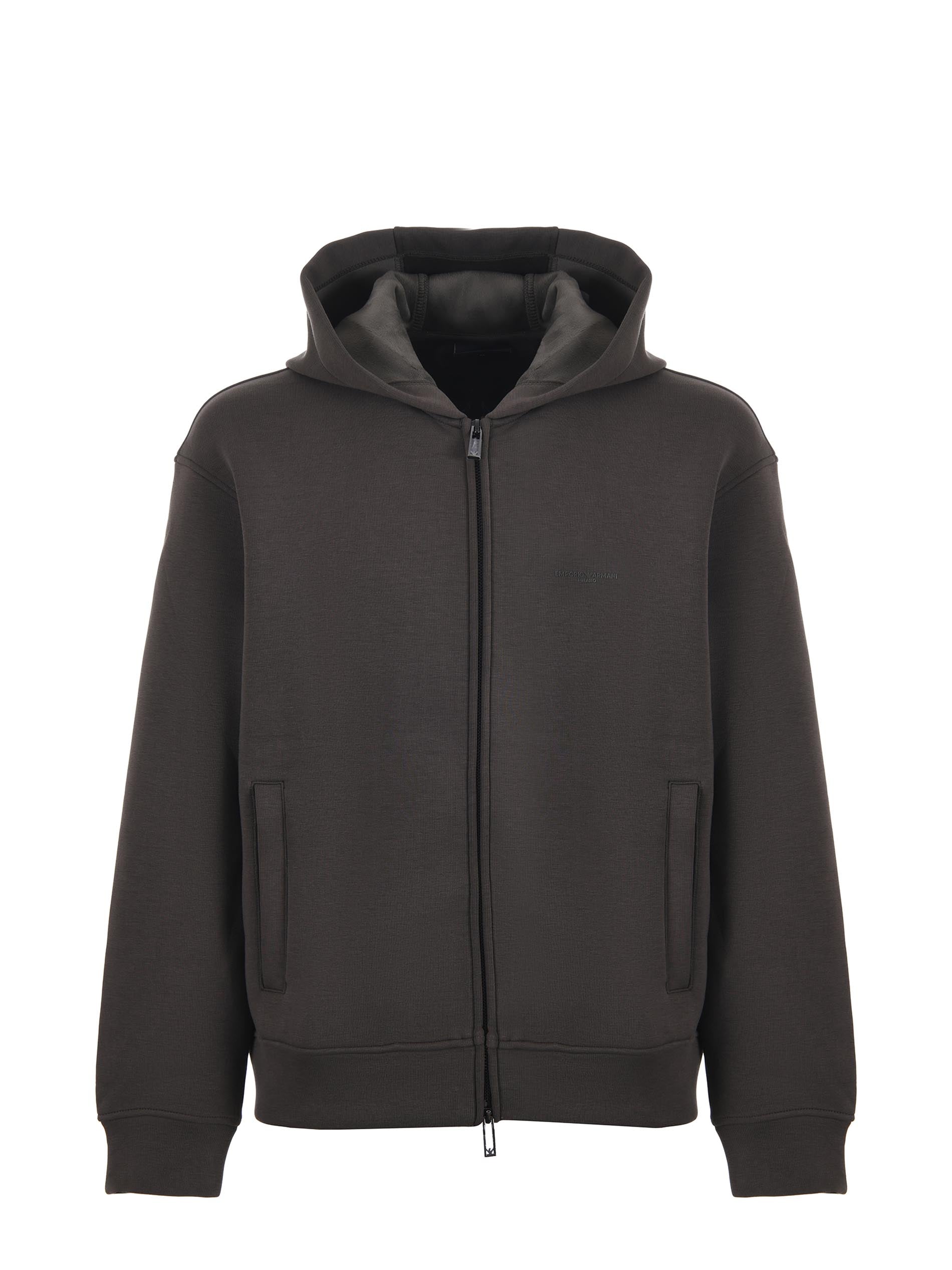 Felpa con zip e cappuccio EM002866 AF17547 U8120 EMPORIO ARMANI Dark green 