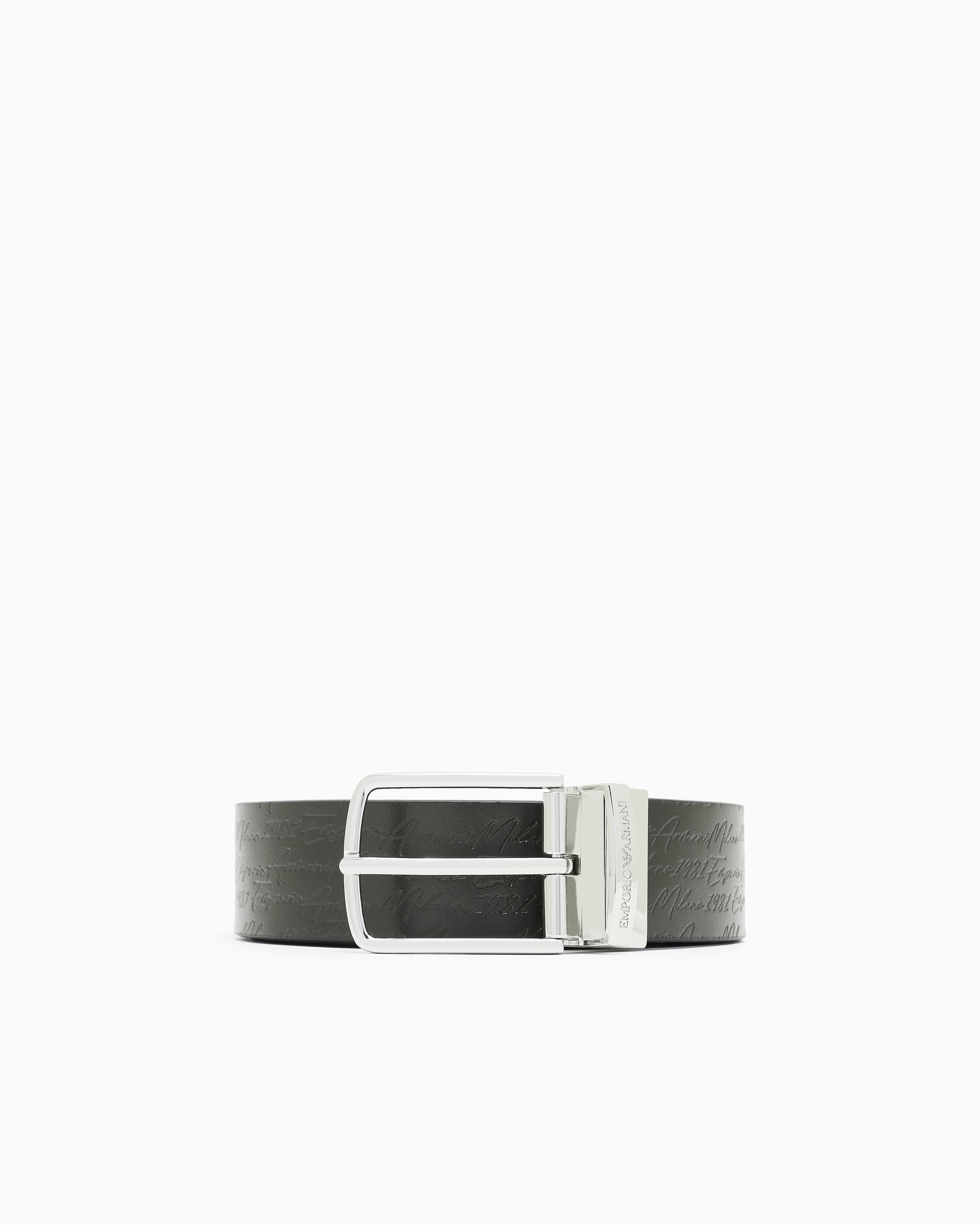 Cintura reversibile in pelle logata EM003102 AF18281 UB118 EMPORIO ARMANI Black 