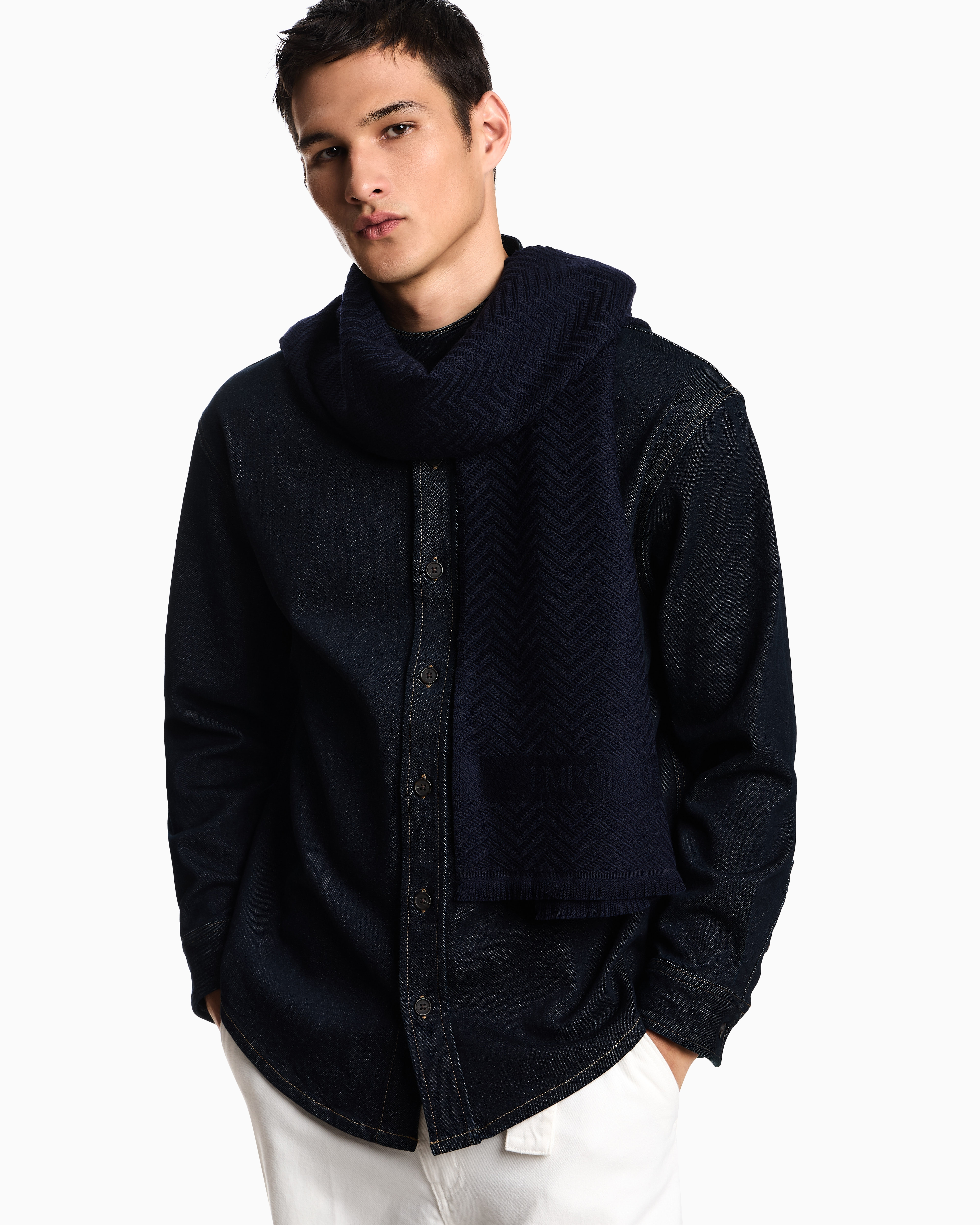 Sciarpa in lana EM003938 AF206112 UB109 EMPORIO ARMANI Blue 