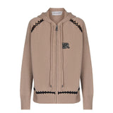 Maglia aperta con zip e cappuccio in lana e cachemire D47EN037E54 MFA86 ERMANNO FIRENZE Tortora 
