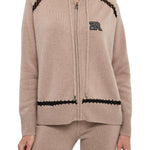 Maglia aperta con zip e cappuccio in lana e cachemire D47EN037E54 MFA86 ERMANNO FIRENZE Tortora 