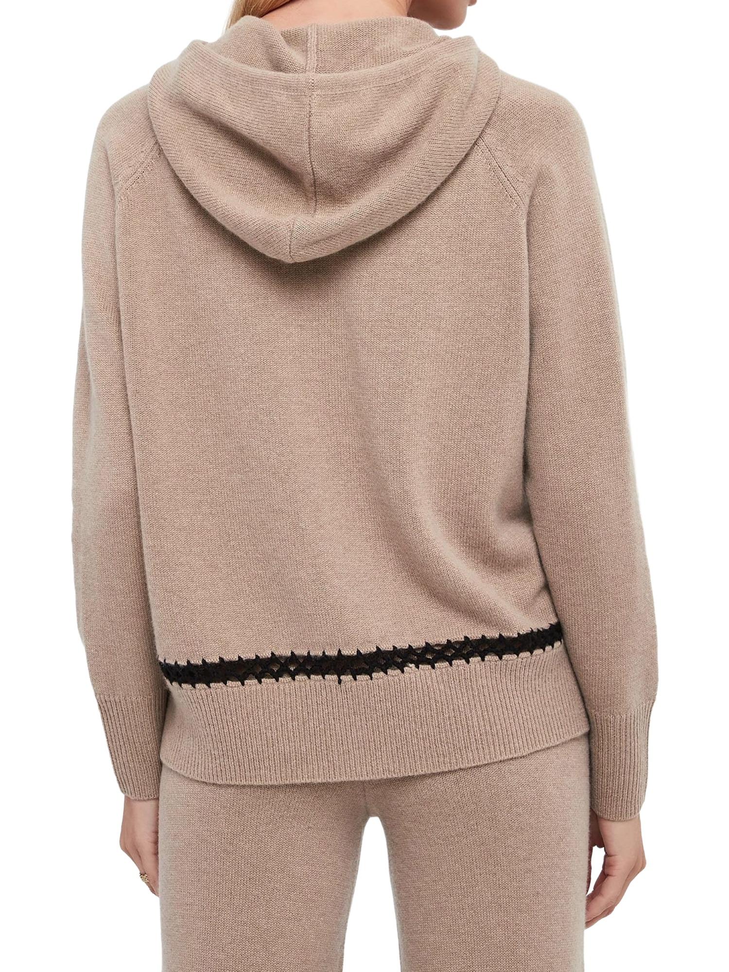 Maglia aperta con zip e cappuccio in lana e cachemire D47EN037E54 MFA86 ERMANNO FIRENZE Tortora 