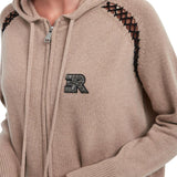 Maglia aperta con zip e cappuccio in lana e cachemire D47EN037E54 MFA86 ERMANNO FIRENZE Tortora 