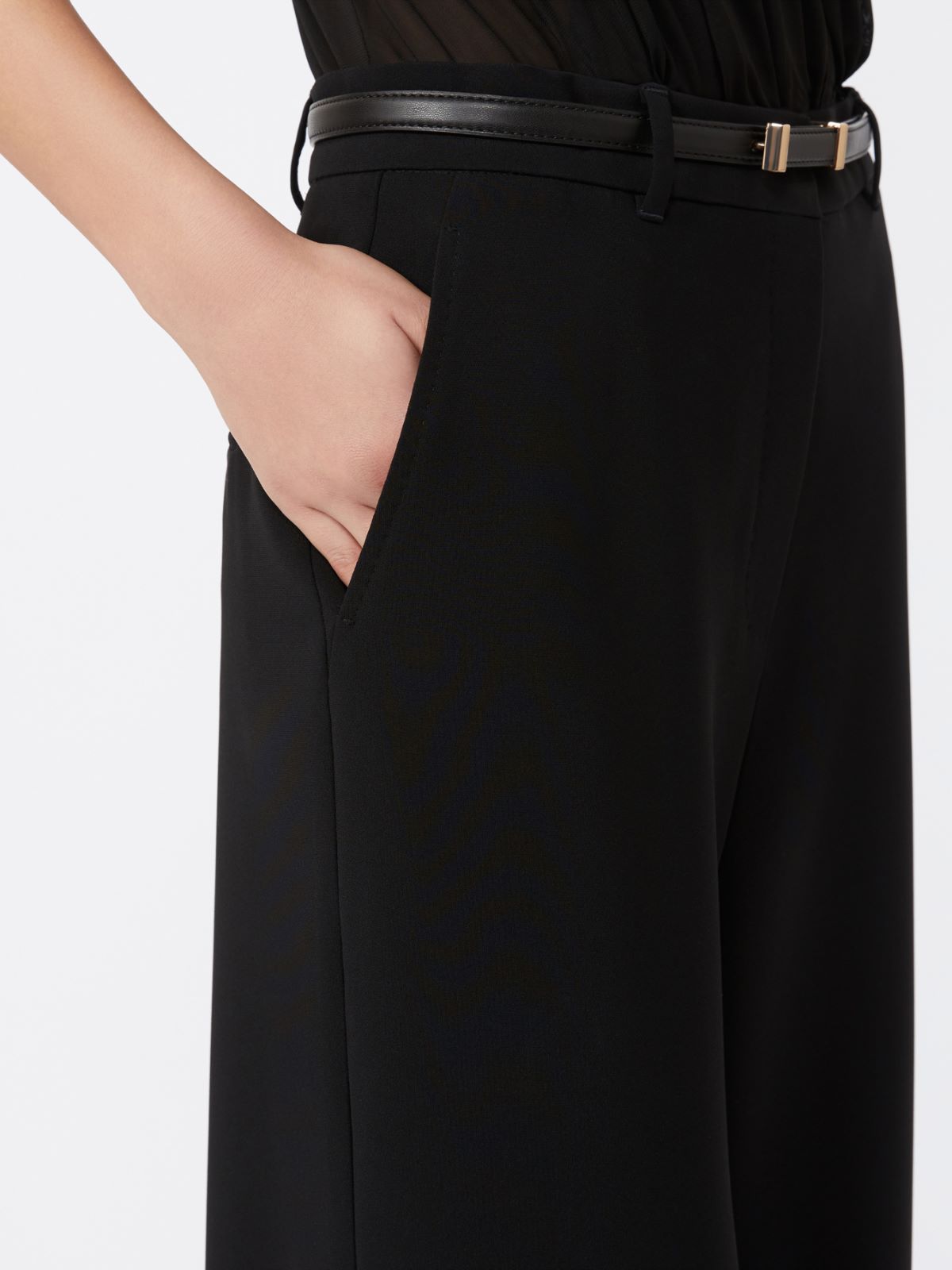 Pantalone largo in cady 2526136011 001 MAX MARA STUDIO Nero 