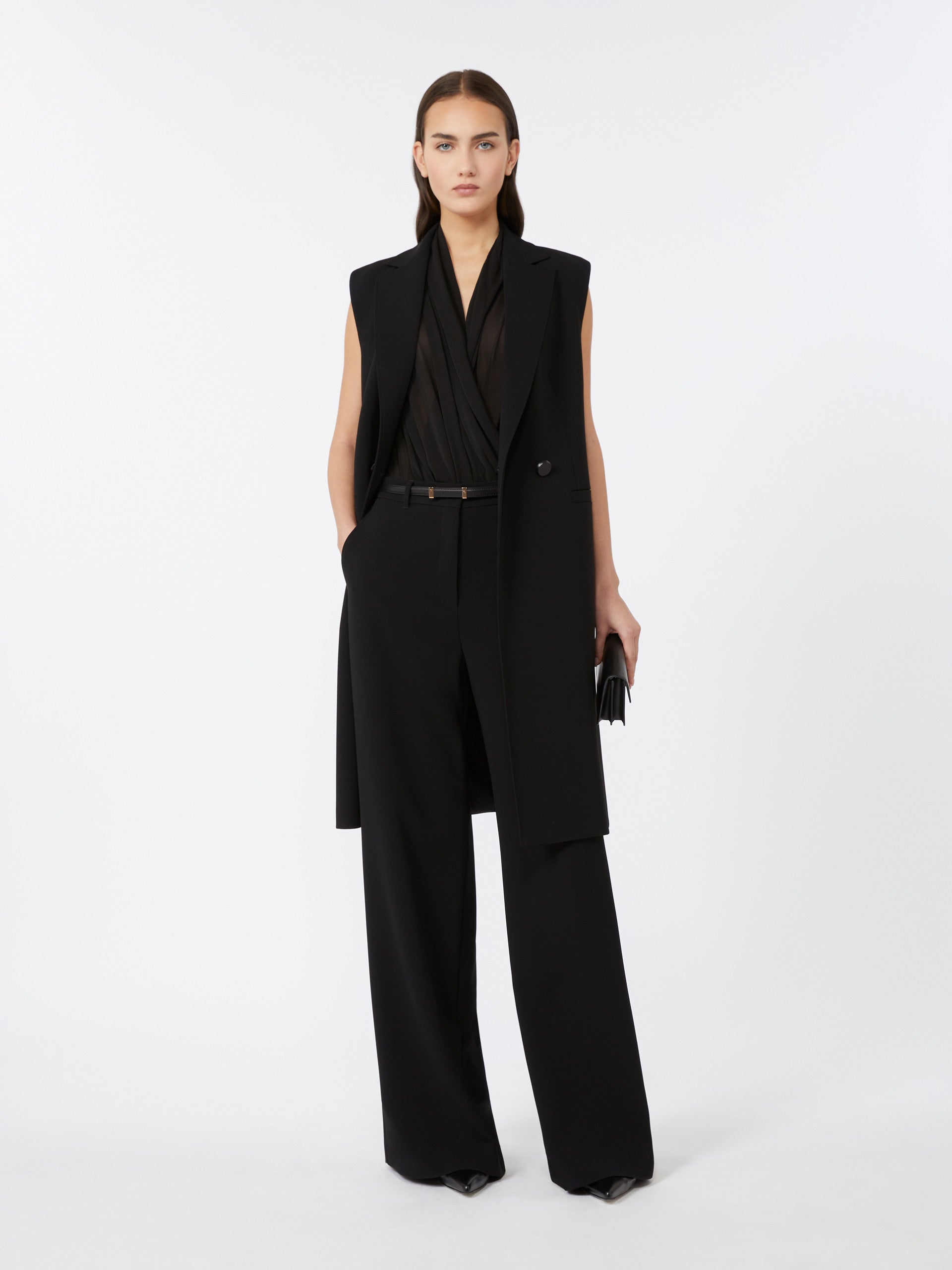 Pantalone largo in cady 2526136011 001 MAX MARA STUDIO Nero 