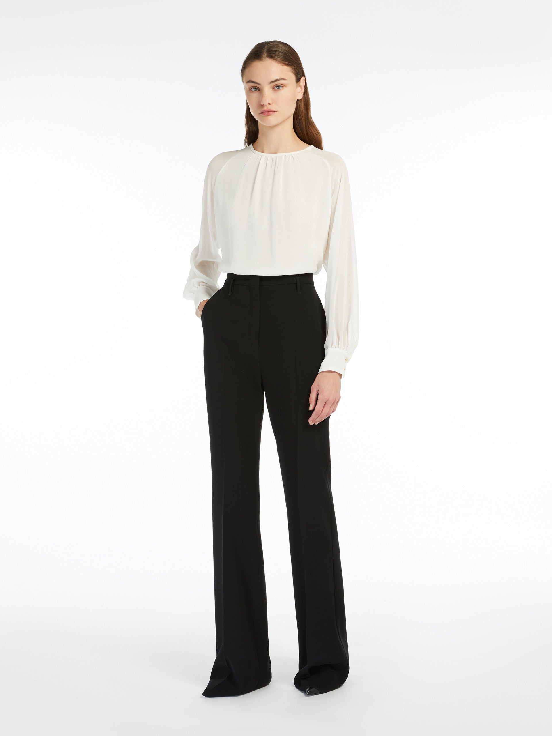 Pantalone a zampa in cady 2526136131 001 MAX MARA STUDIO Nero 