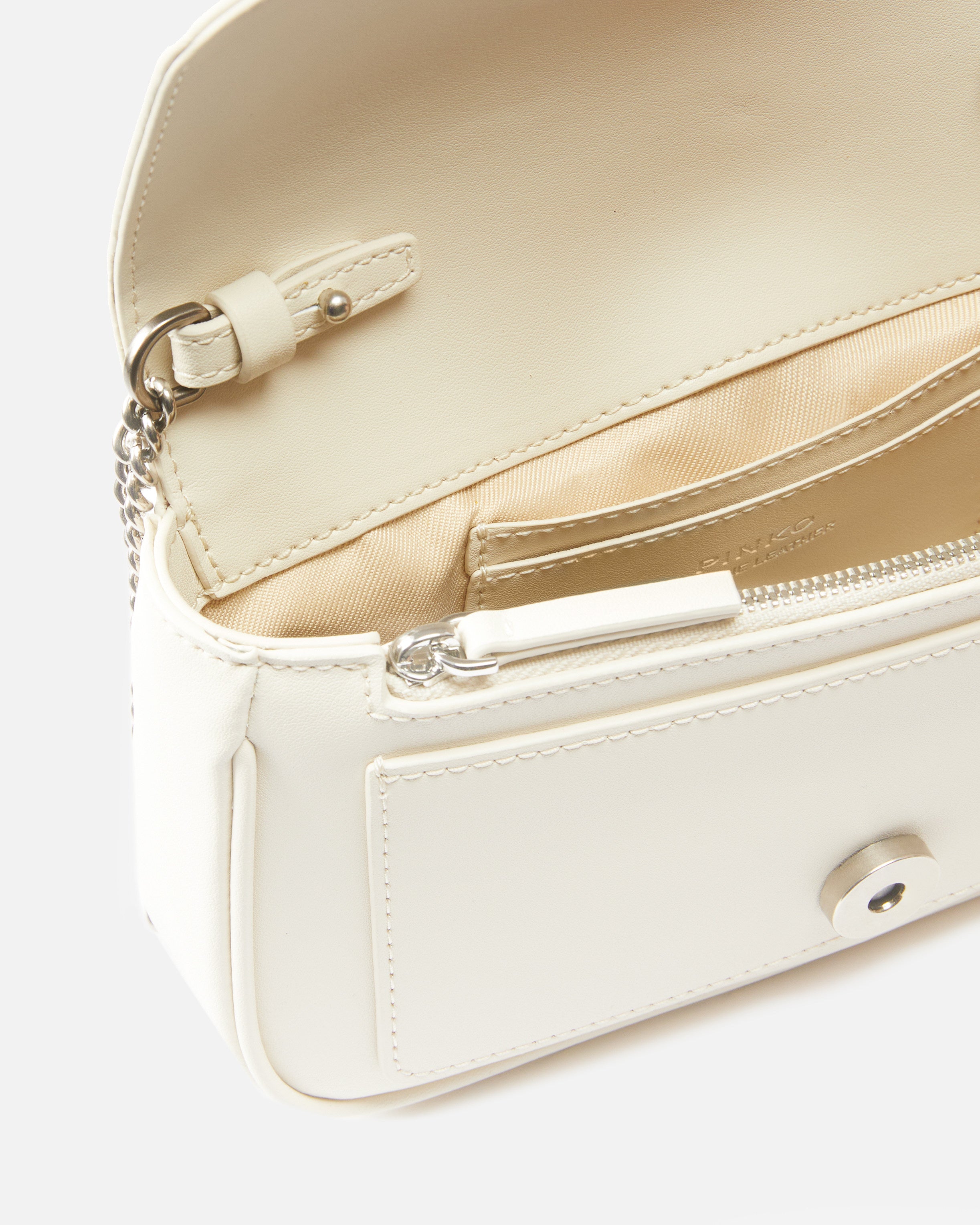 Borsa in pelle 100061A0F1 Z14O PINKO Bianco seta-old silver 
