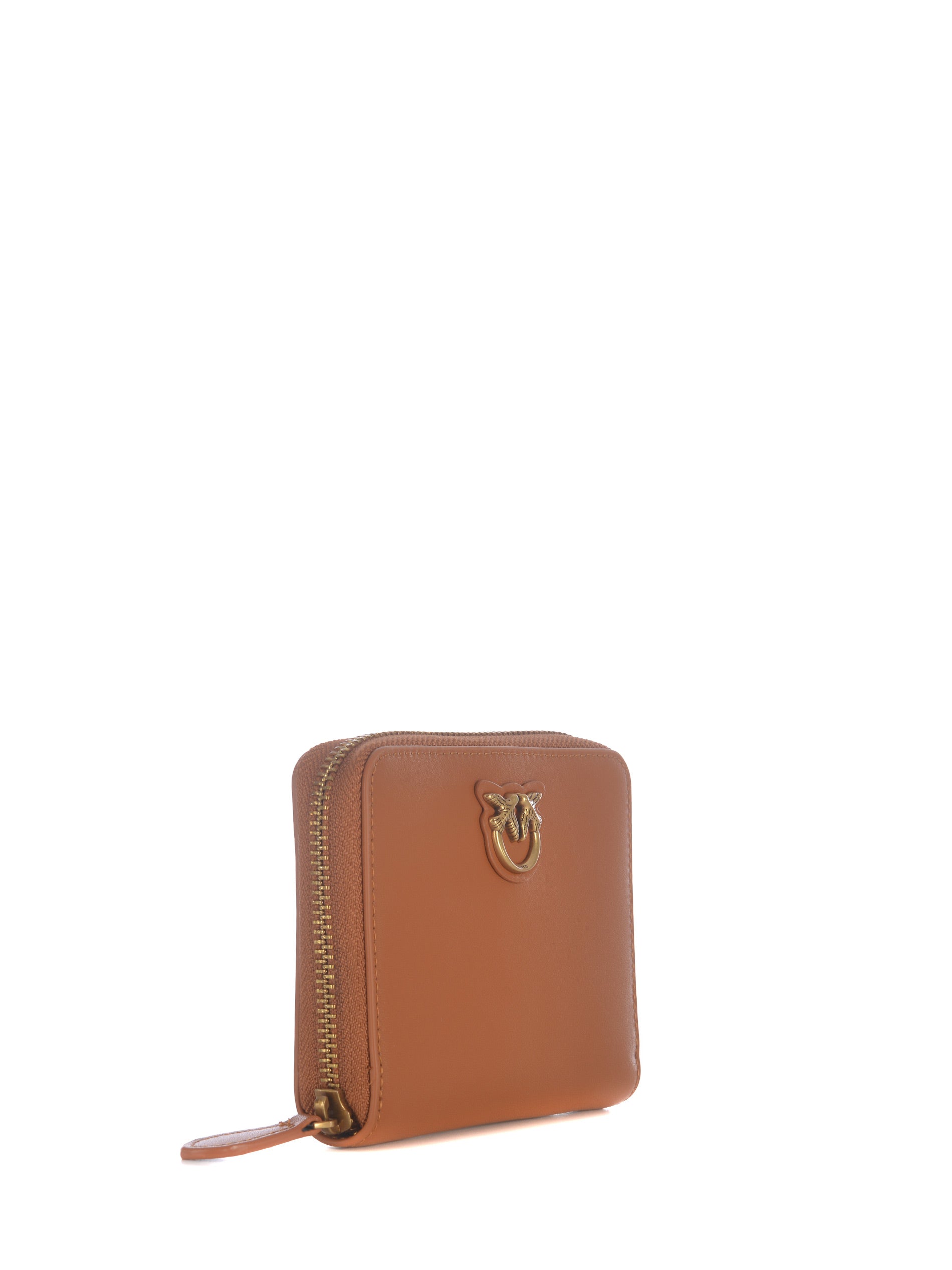 Portafoglio quadrato zip-around in pelle 100249A0F1 L58Q PINKO Cuoio 