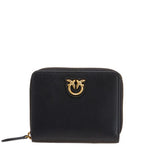 Portafoglio quadrato zip-around in pelle 100249A0F1 Z99Q PINKO Nero-antigue 