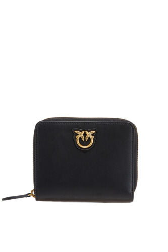 Portafoglio quadrato zip-around in pelle 100249A0F1 Z99Q PINKO Nero-antigue 