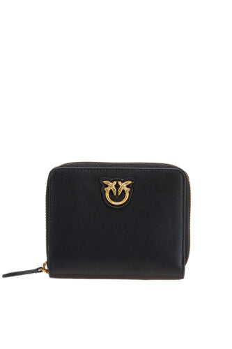 Portafoglio quadrato zip-around in pelle 100249A0F1 Z99Q PINKO Nero-antigue 