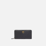 Portafoglio in nappa chevron 100250A0GK Z99Q PINKO Nero-antigue 