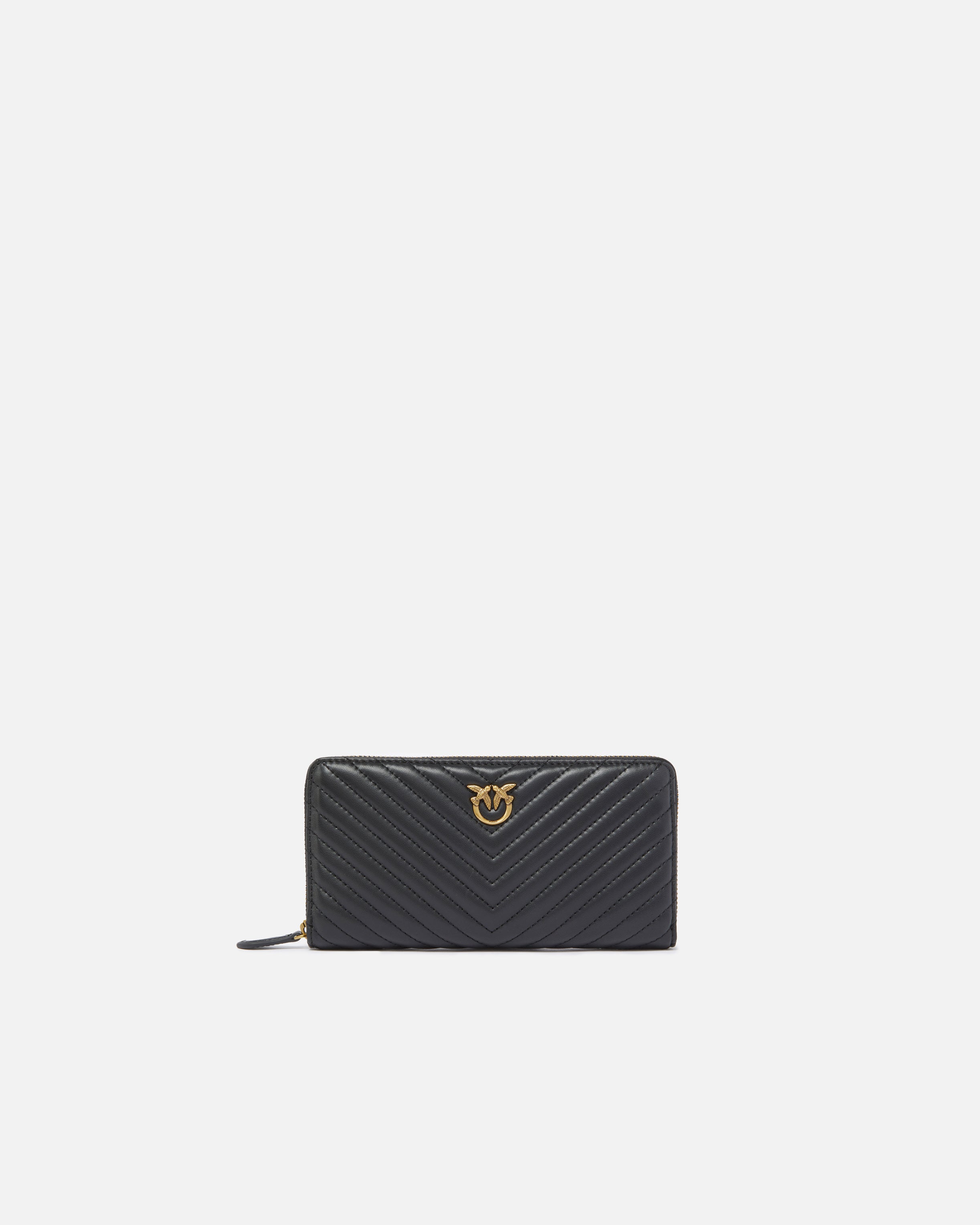 Portafoglio in nappa chevron 100250A0GK Z99Q PINKO Nero-antigue 
