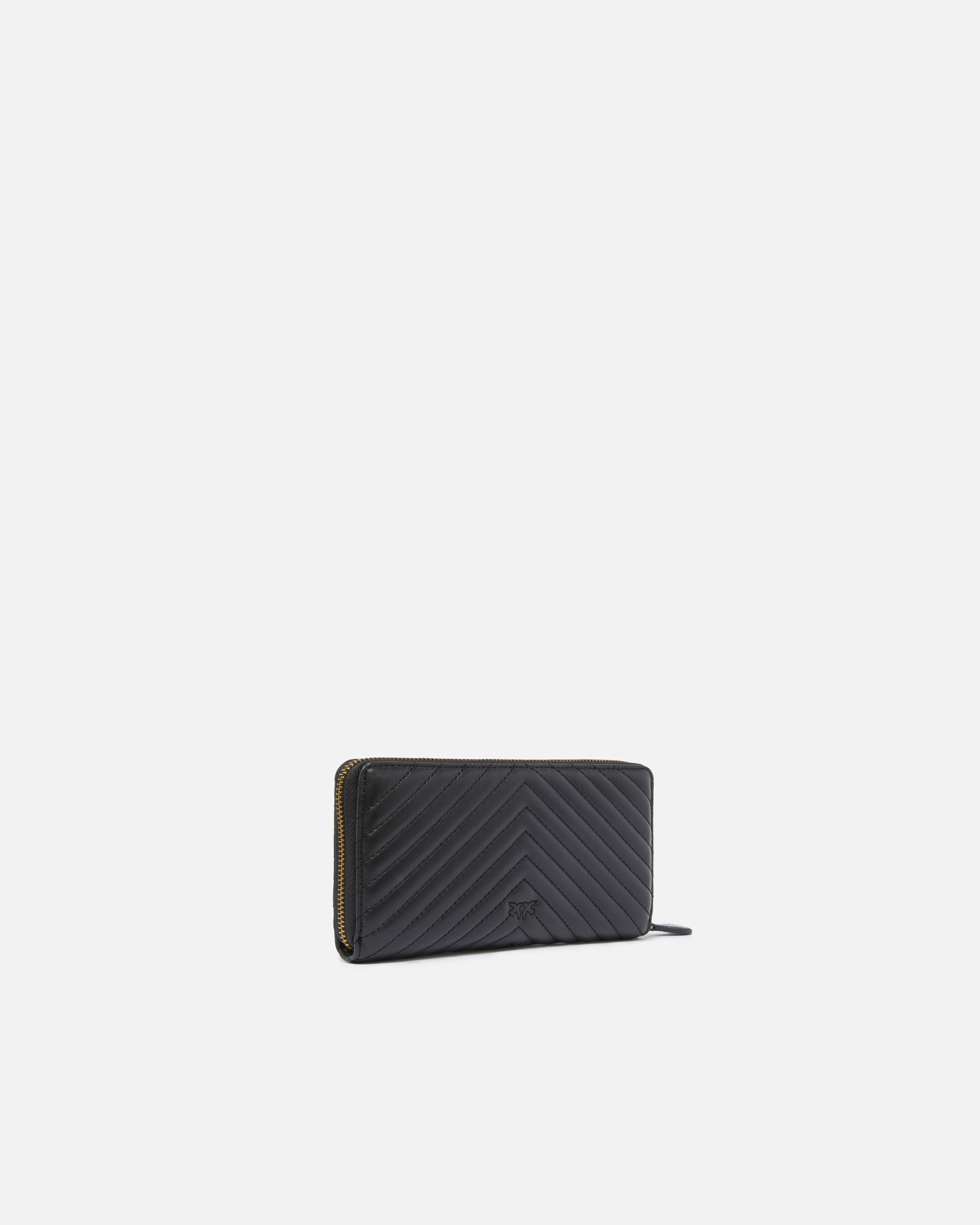 Portafoglio in nappa chevron 100250A0GK Z99Q PINKO Nero-antigue 