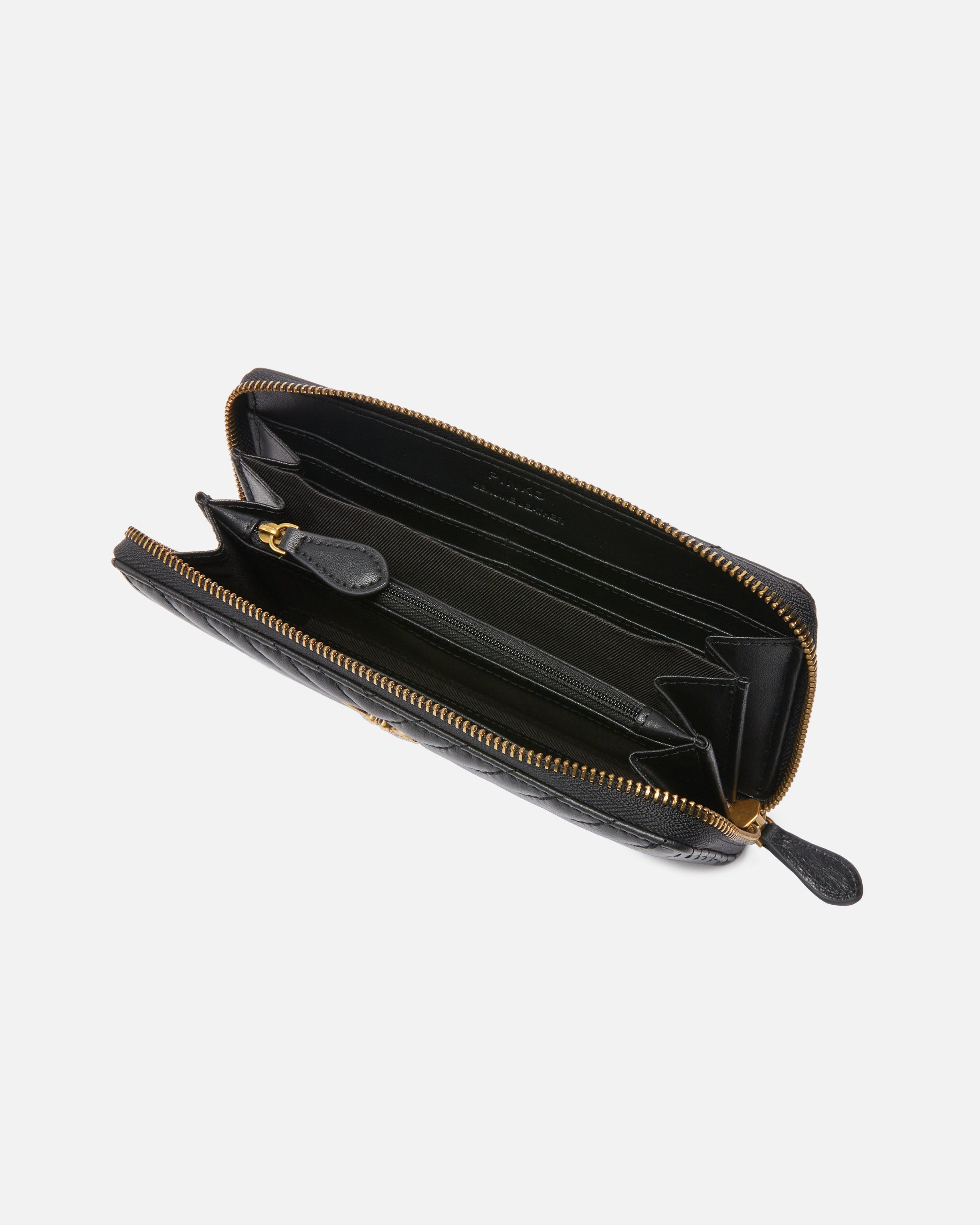 Portafoglio in nappa chevron 100250A0GK Z99Q PINKO Nero-antigue 