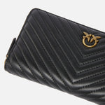 Portafoglio in nappa chevron 100250A0GK Z99Q PINKO Nero-antigue 