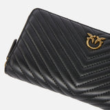 Portafoglio in nappa chevron 100250A0GK Z99Q PINKO Nero-antigue 