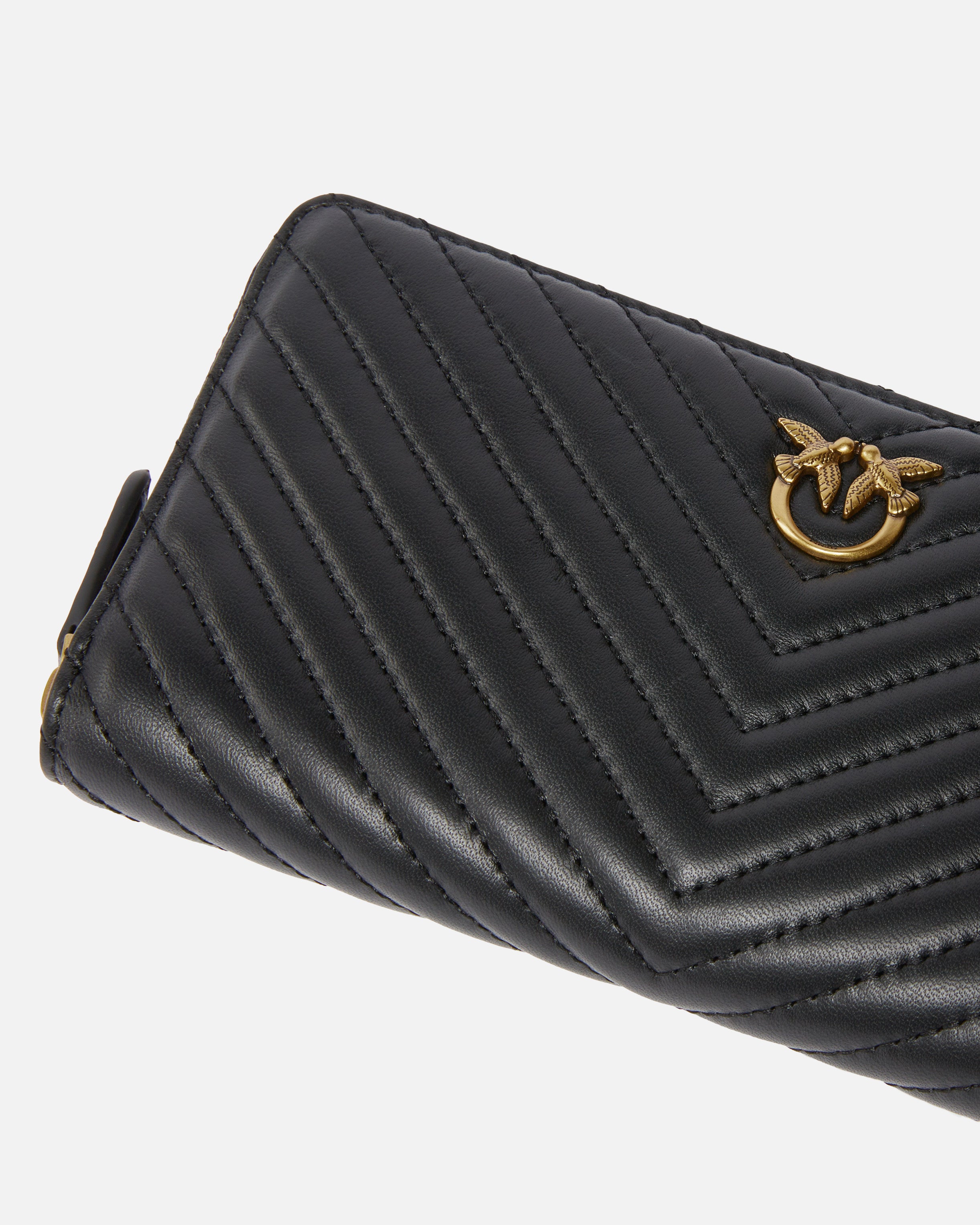 Portafoglio in nappa chevron 100250A0GK Z99Q PINKO Nero-antigue 