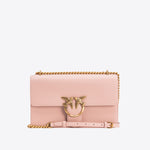 Borsa a tracolla media in pelle liscia 100941A0F1 O81Q PINKO Cipria-antique gold 