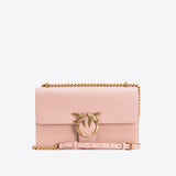 Borsa a tracolla media in pelle liscia 100941A0F1 O81Q PINKO Cipria-antique gold 