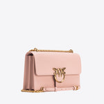 Borsa a tracolla media in pelle liscia 100941A0F1 O81Q PINKO Cipria-antique gold 