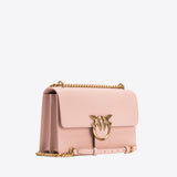 Borsa a tracolla media in pelle liscia 100941A0F1 O81Q PINKO Cipria-antique gold 