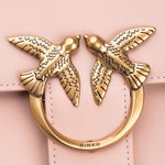 Borsa a tracolla media in pelle liscia 100941A0F1 O81Q PINKO Cipria-antique gold 