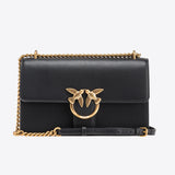 Borsa a tracolla media in pelle liscia 100941A0F1 Z99Q PINKO Nero-antigue 