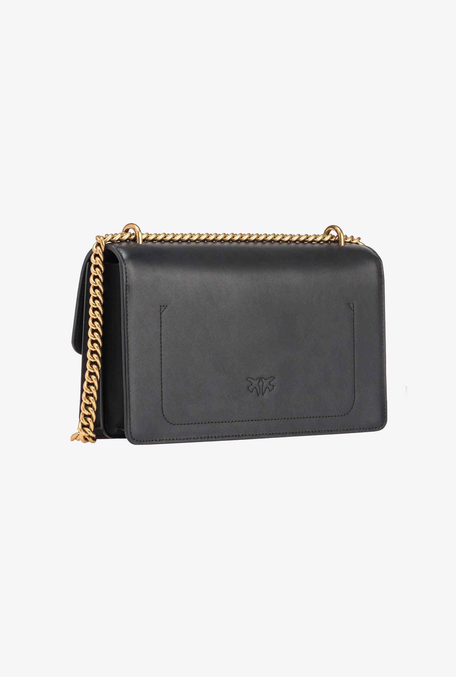 Borsa a tracolla media in pelle liscia 100941A0F1 Z99Q PINKO Nero-antigue 