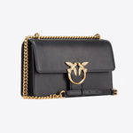 Borsa a tracolla media in pelle liscia 100941A0F1 Z99Q PINKO Nero-antigue 