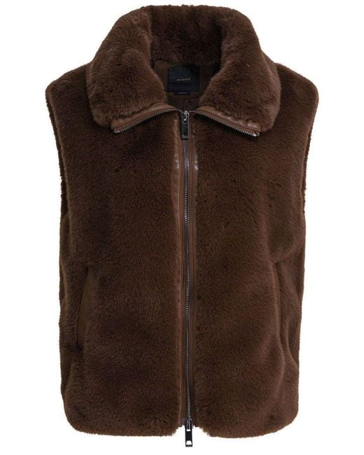 Gilet in ecopelliccia 105107A2WN L74 PINKO Marrone castano 