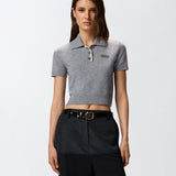 Polo in lana manica corta 105450A2Q9 II2 PINKO Grigio monumento 