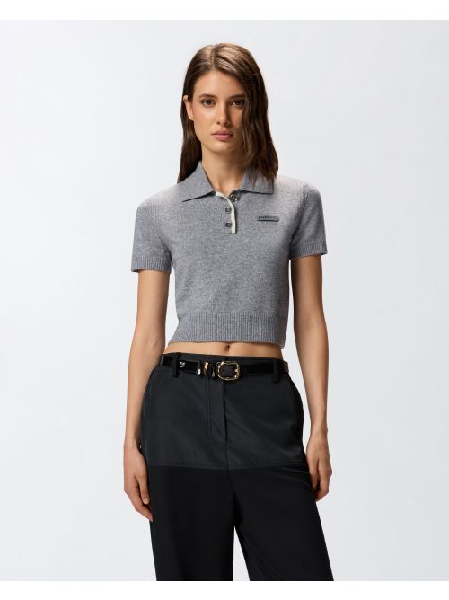 Polo in lana manica corta 105450A2Q9 II2 PINKO Grigio monumento 