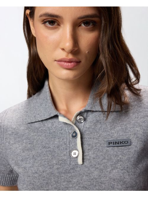 Polo in lana manica corta 105450A2Q9 II2 PINKO Grigio monumento 