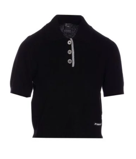 Polo in lana manica corta 105450A2Q9 Z99 PINKO Nero limousine 