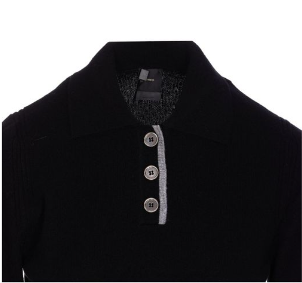 Polo in lana manica corta 105450A2Q9 Z99 PINKO Nero limousine 