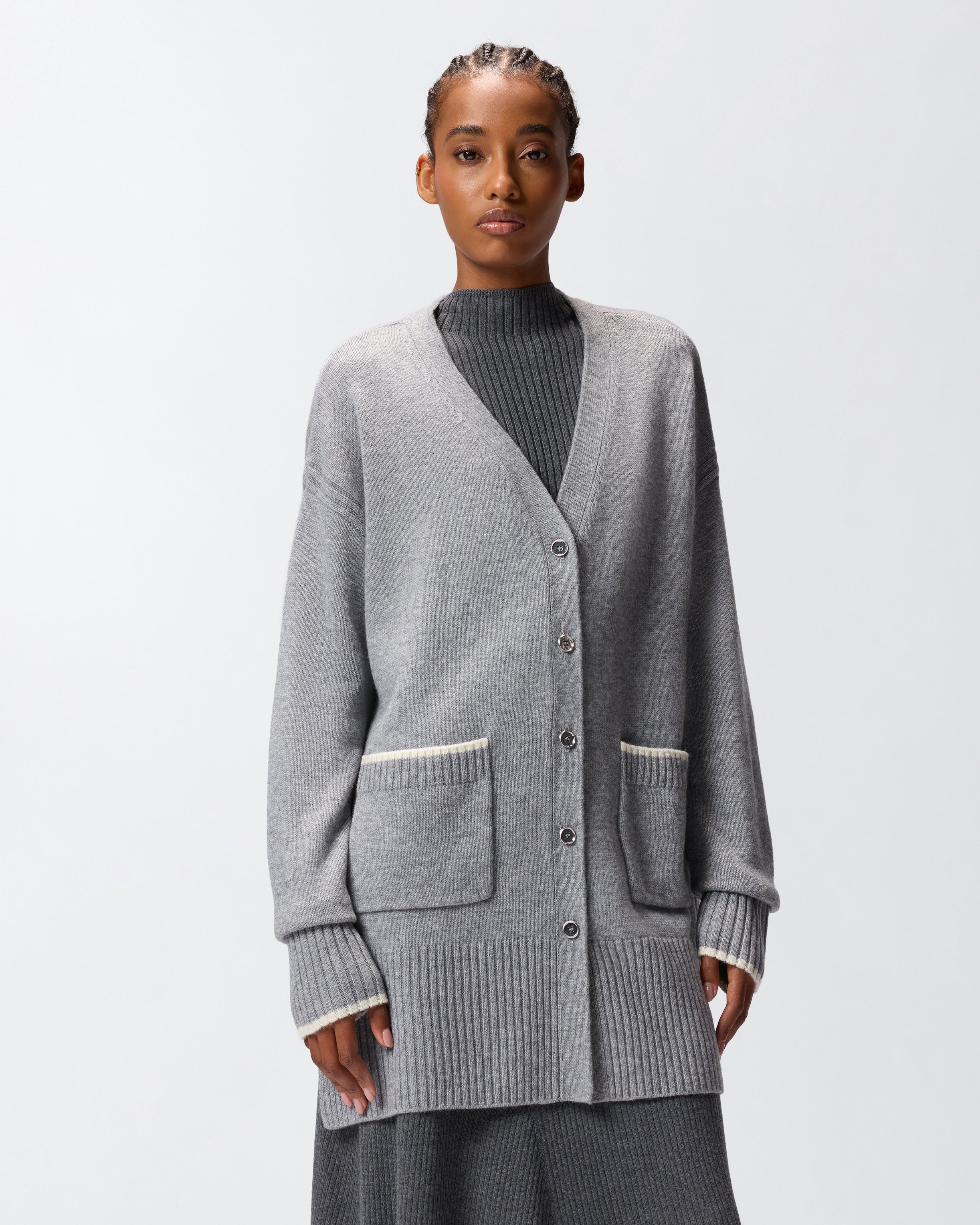Cardigan lungo con scollo a V 105451A2Q9 II2 PINKO Grigio monumento 