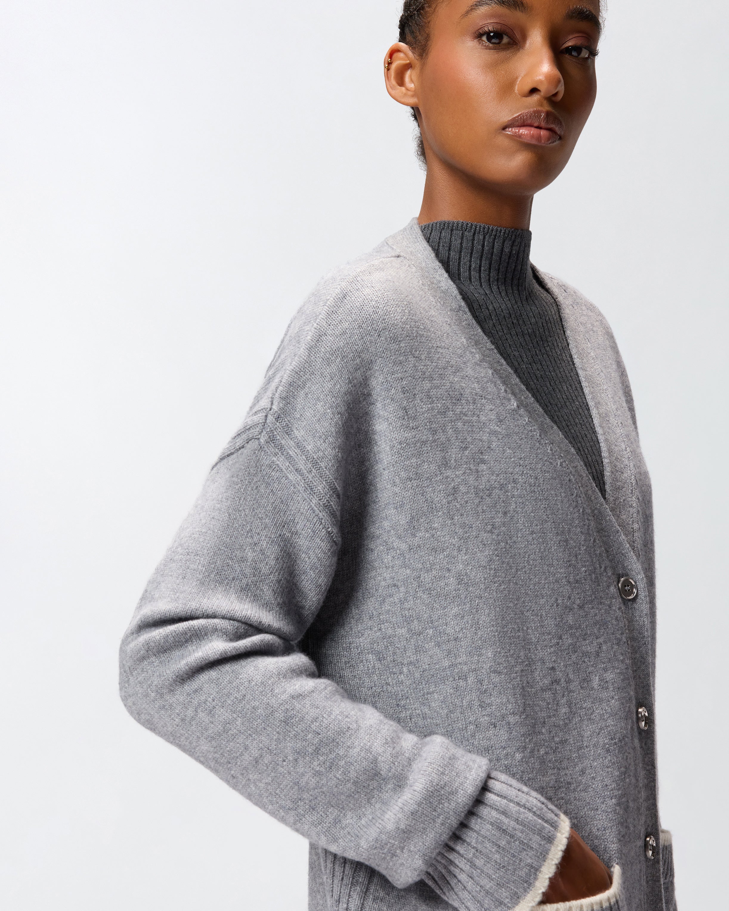 Cardigan lungo con scollo a V 105451A2Q9 II2 PINKO Grigio monumento 
