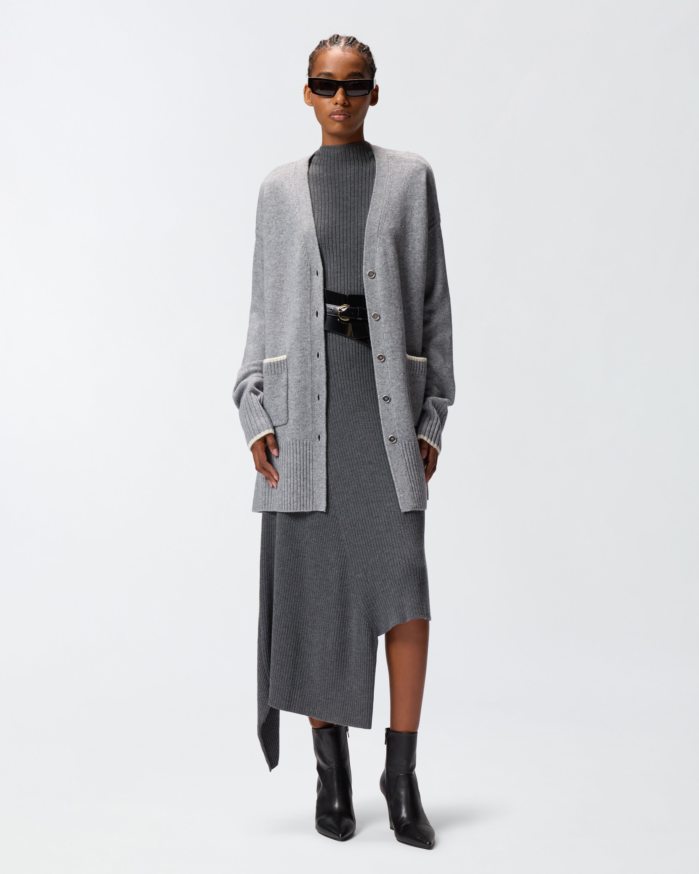 Cardigan lungo con scollo a V 105451A2Q9 II2 PINKO Grigio monumento 