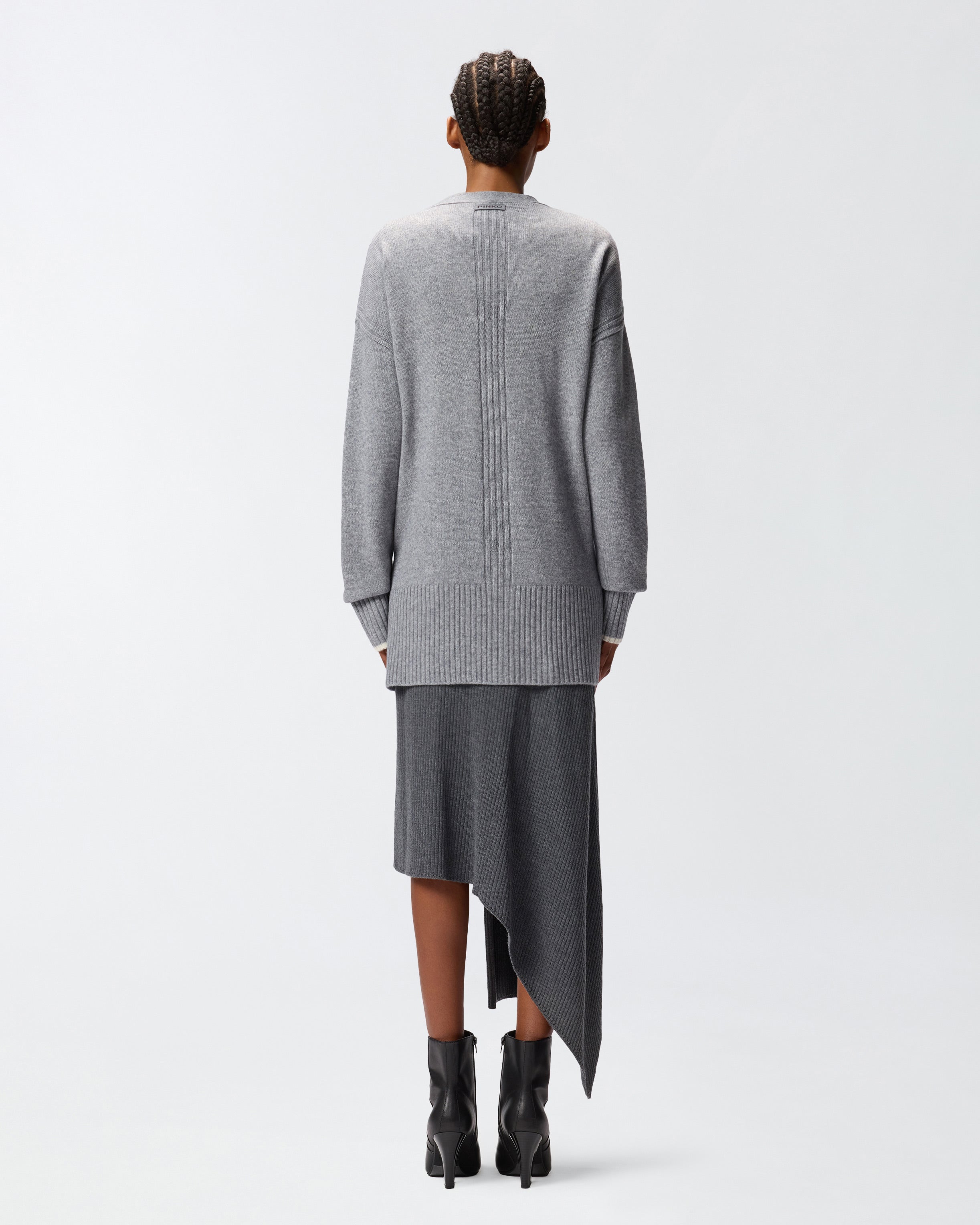 Cardigan lungo con scollo a V 105451A2Q9 II2 PINKO Grigio monumento 