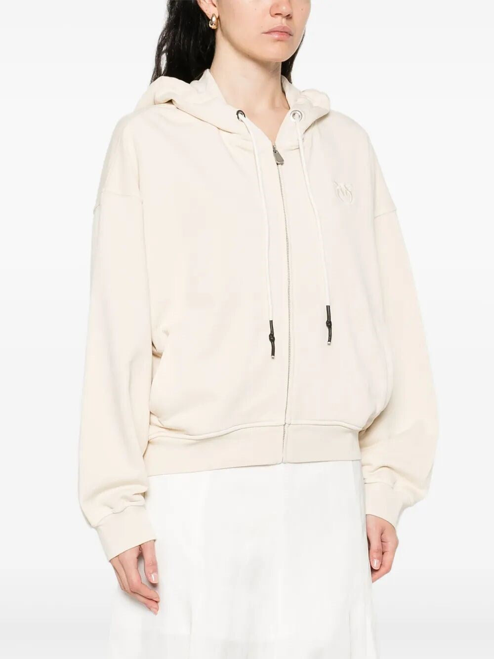 Felpa zippata con cappuccio 105509A2RB C03 PINKO Beige g. maroso 