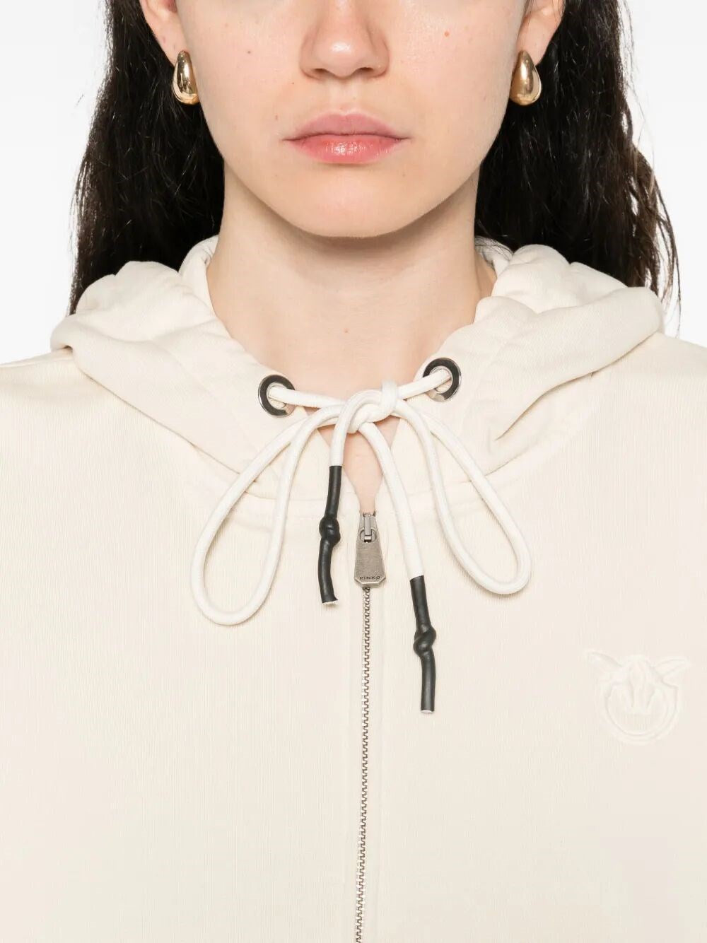 Felpa zippata con cappuccio 105509A2RB C03 PINKO Beige g. maroso 