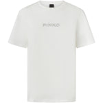 T-shirt logo strass 105526A2RM Z05 PINKO Bianco-biancaneve 