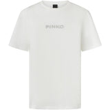 T-shirt logo strass 105526A2RM Z05 PINKO Bianco-biancaneve 
