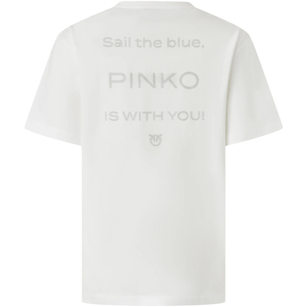 T-shirt logo strass 105526A2RM Z05 PINKO Bianco-biancaneve 