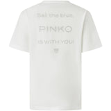 T-shirt logo strass 105526A2RM Z05 PINKO Bianco-biancaneve 