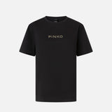 T-shirt logo strass 105526A2RM Z99 PINKO Nero limousine 